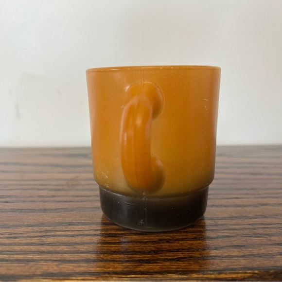 Vintage Anchor Hocking Fire King Glass Stackable Coffee Mug Orange Brown Ombre - Picture 5 of 8